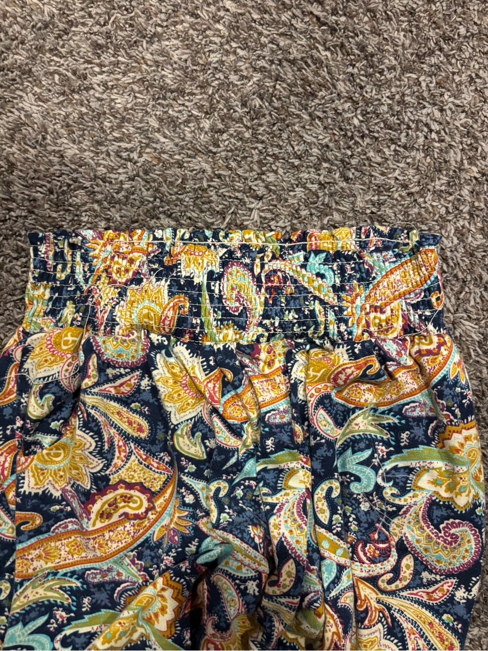 Urban CoCo Paisley Print Wide Leg Pants in Navy and Yellow - Picture 2 of 3